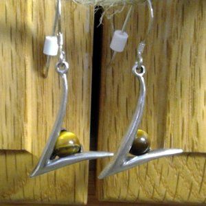 925 Silver Tiger's Eye Dangle Earrings from Renaissance Festival